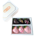 6pcs Black & Pink Delight Chocolate Strawberries Gift Box